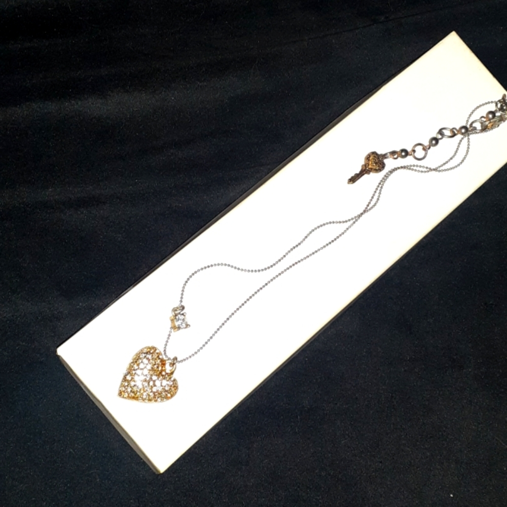 Betsey Johnson Heart Charm LOVE ME Necklace